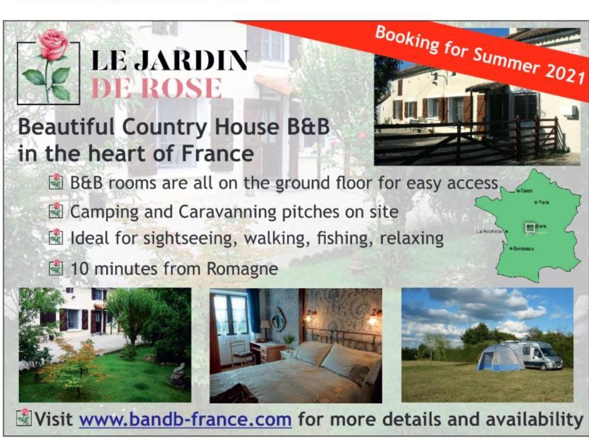 Le Jardin De Rose 24 Feuillebert Romagne 86700 Bed & Breakfast ภายนอก รูปภาพ
